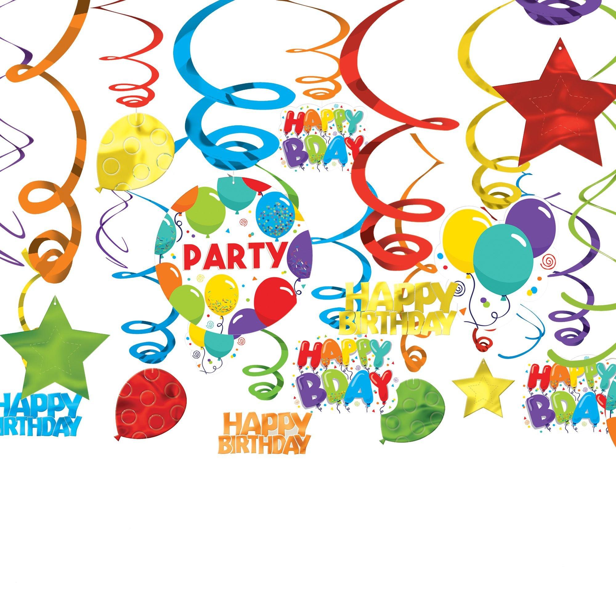 Birthday Balloons Swirl Decorations  24ct