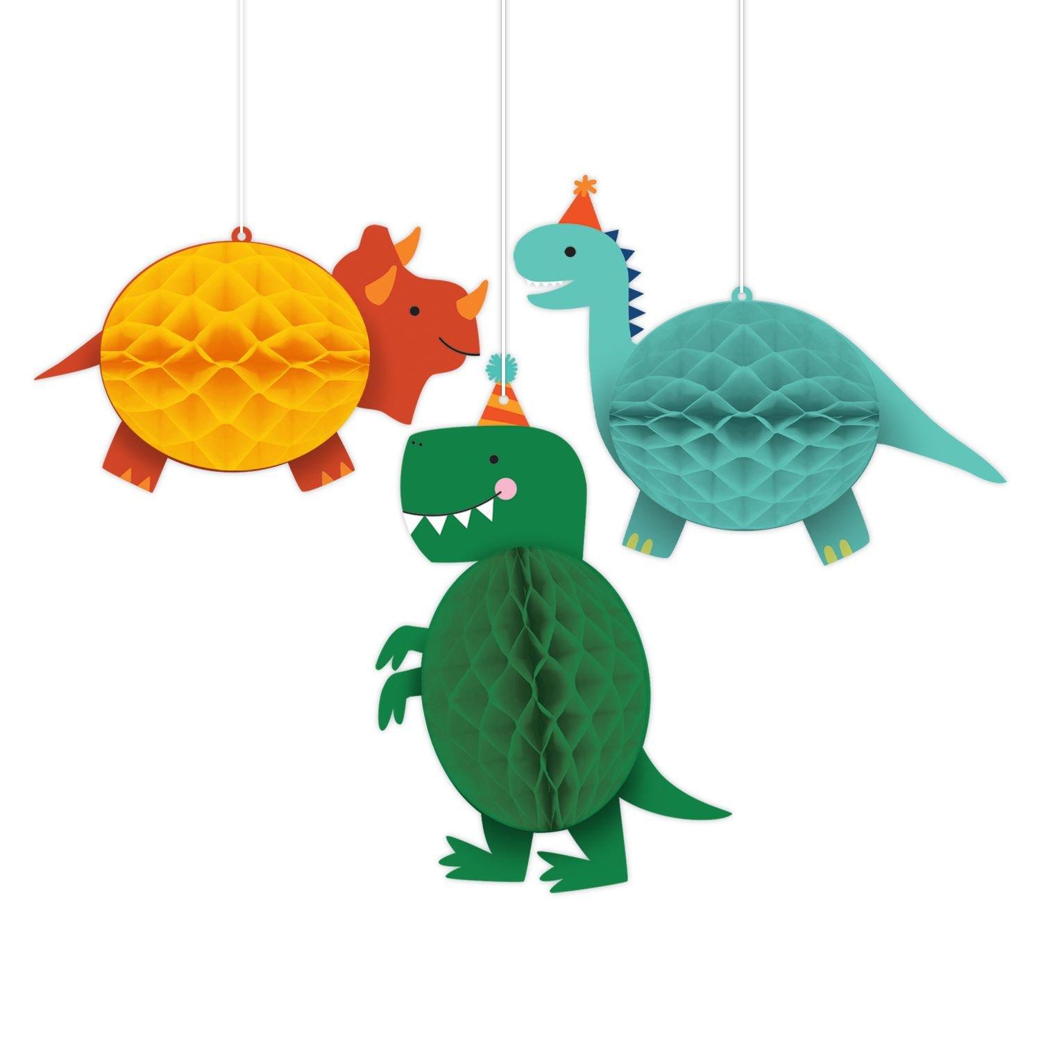 Dino-Mite Dinosaur Honeycomb Decorations 3ct