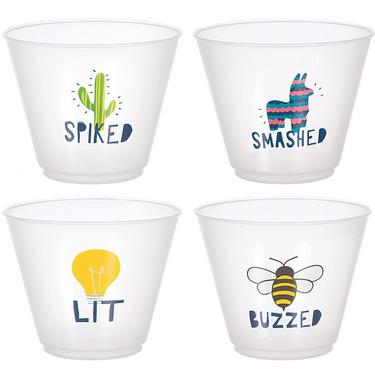 Buzzed, Lit, Smashed & Spiked Plastic Tumblers, 9oz, 12ct