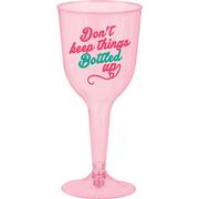 Pink Don't Keep Things Bottled Up Plastic Wine Glasses, 10z, 8ct