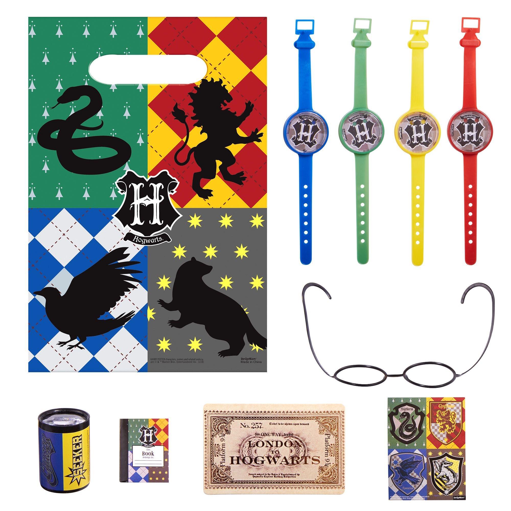 Unique Harry Potter Party Favors Bundle - 8 Paper Treat Bags, 8 Pencils, 8  Photo Booth Props, 8 Plastic Black Glasses, 24 Tattoos - Hogswart Theme