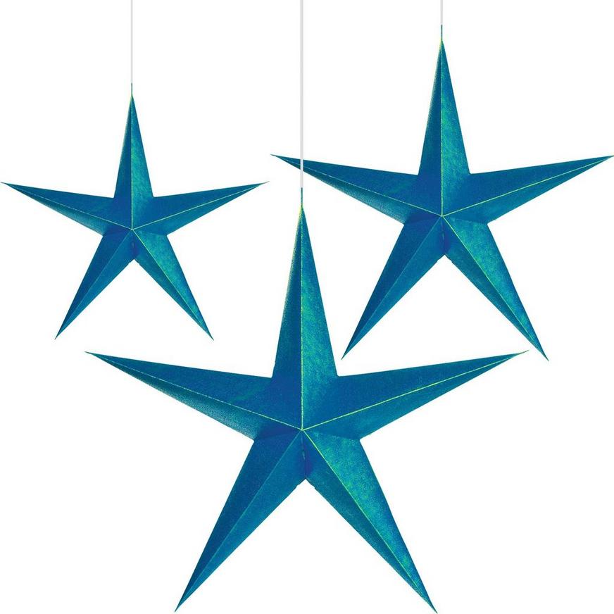 Sparkling Sapphire 3D Star Decorations 3ct