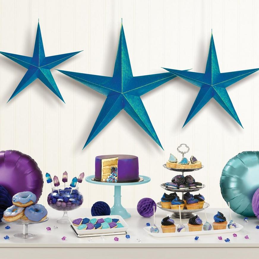 Sparkling Sapphire 3D Star Decorations 3ct