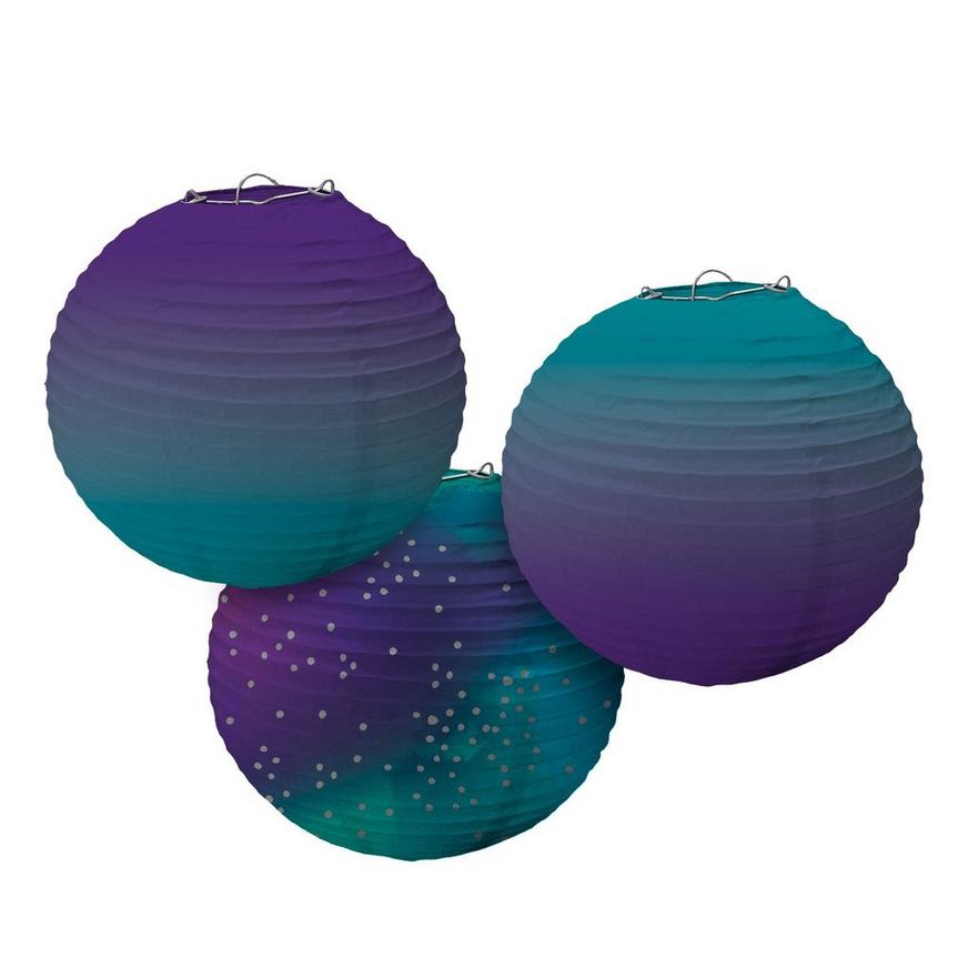 Sparkling Sapphire Ombre Paper Lanterns 3ct