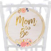 Metallic Gold & Floral Mom-to-Be Chair Sign