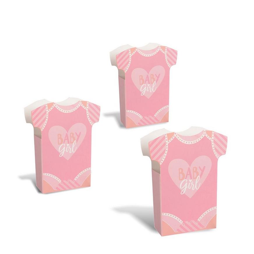 Pink Bodysuit Baby Girl Baby Shower Favor Boxes, 24ct