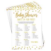 Gold & White What's in Your Purse Baby Shower Game