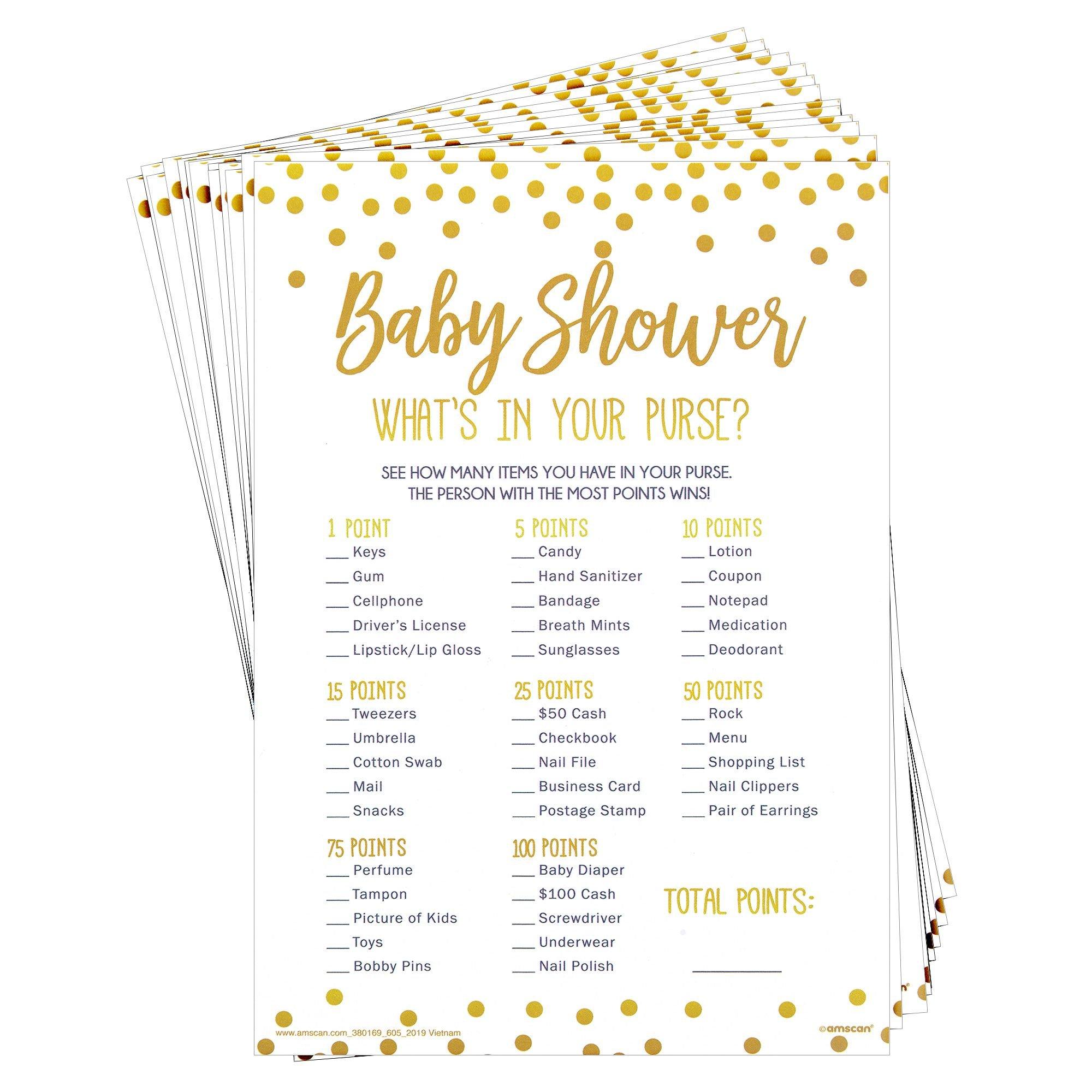 Gold & White What's in Your Purse Baby Shower Game