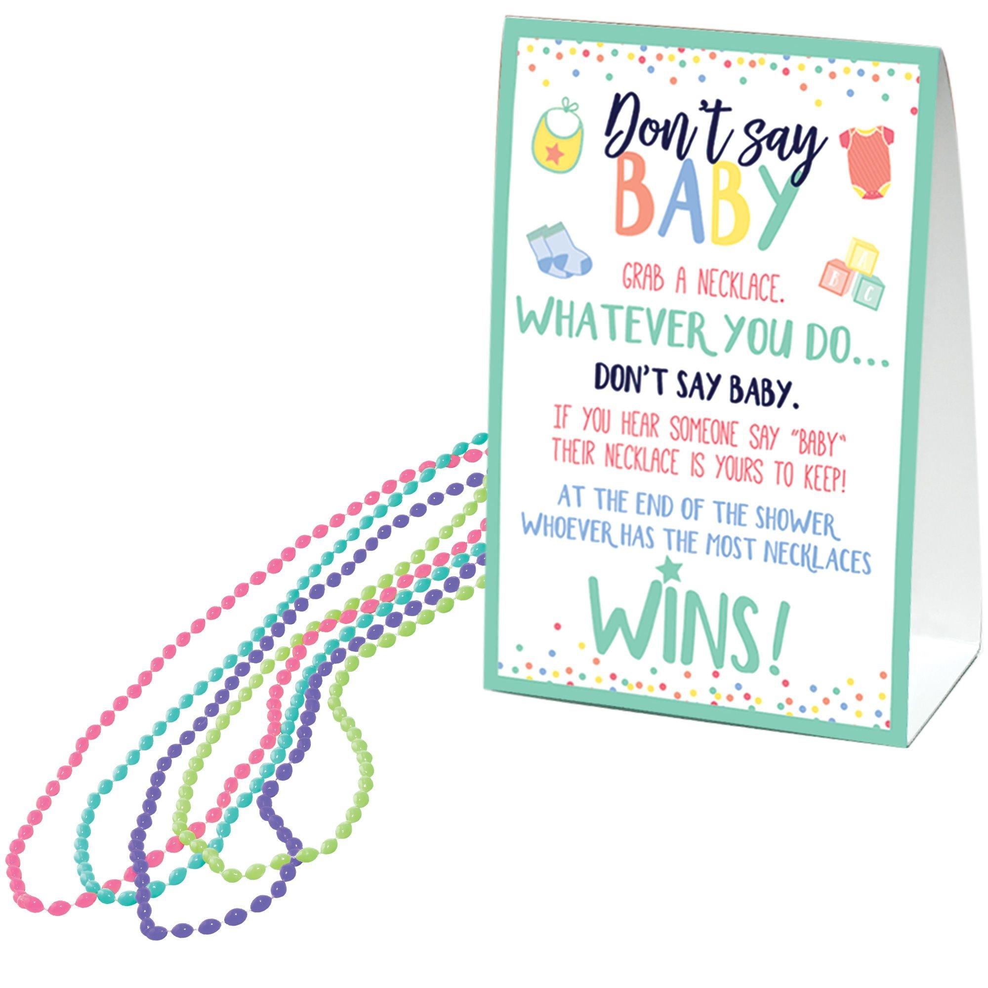 Pastel Don't Say Baby Bead Necklace Baby Shower Game