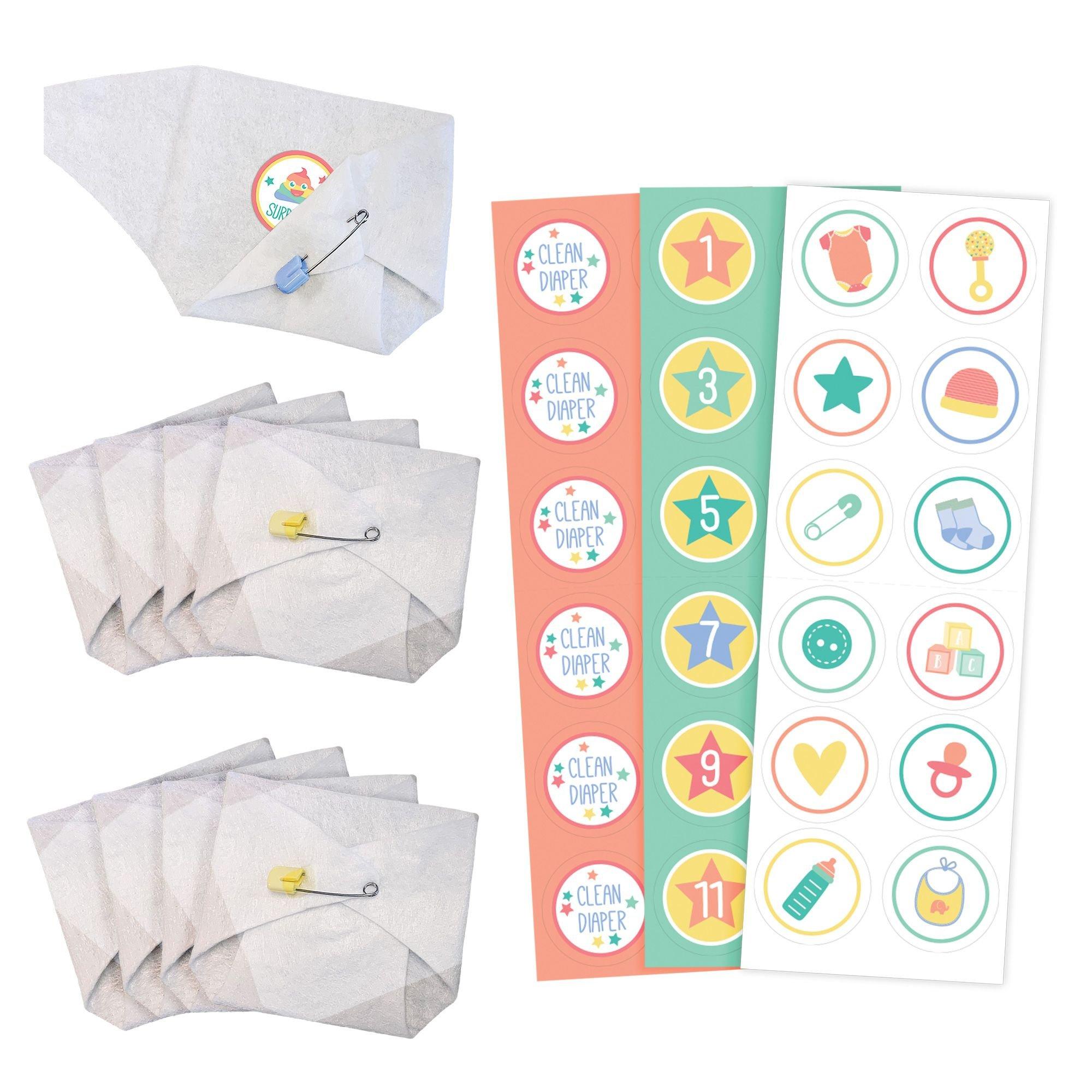 Pastel Stars 3-in-1 Diaper Baby Shower Game