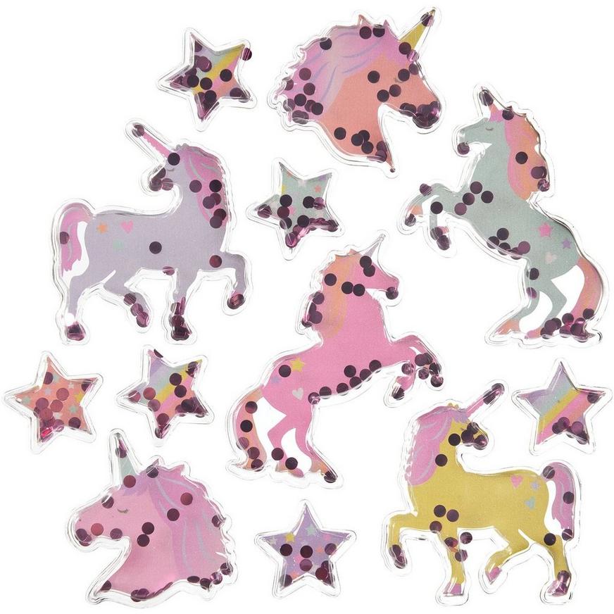 Sparkling Unicorn Confetti Shake Stickers, 1 Sheet