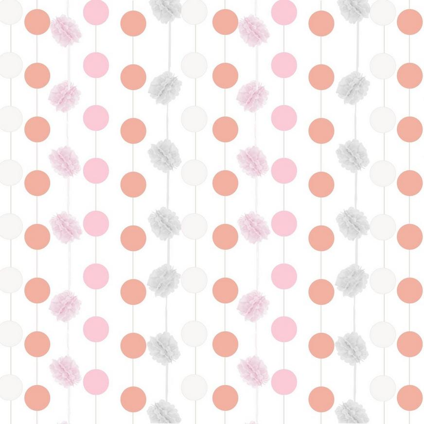 Pink & White Fluffy Garland Backdrop Kit