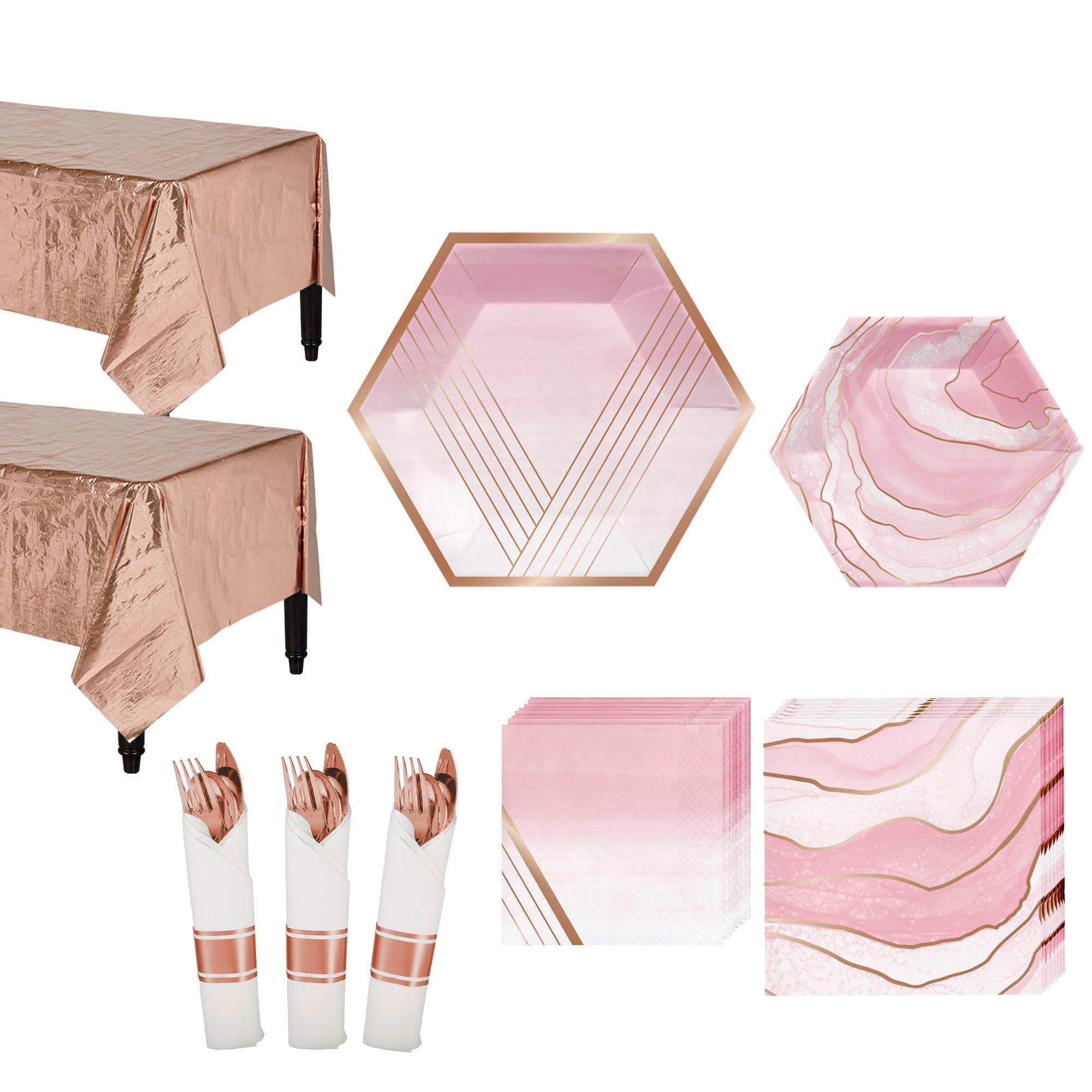 Rosé All Day Metallic Tableware Kit for 16 Guests