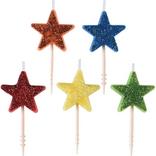 Glitter Rainbow Star Birthday Toothpick Candles 5ct