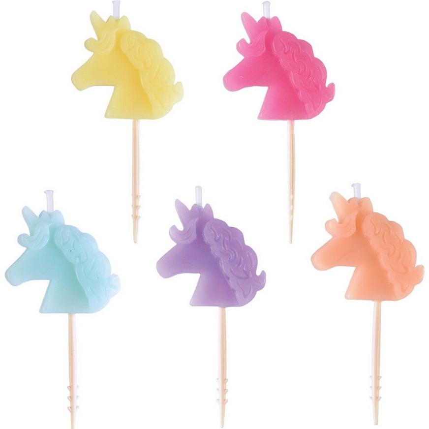 Pastel Unicorn Birthday Toothpick Candles 5ct