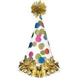 Multicolor & Metallic Gold Happy Dots Party Hat