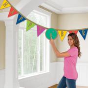 Multicolor & Metallic Gold Happy Dots Personalized Birthday Pennant Banner