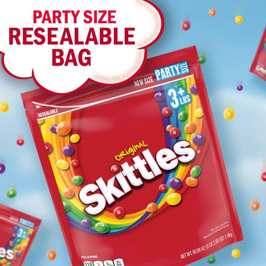 1.4kg One 50 Ounce Resealable Party Size Bag Gluten Free Skittles Original Flavor Fruity Candy 