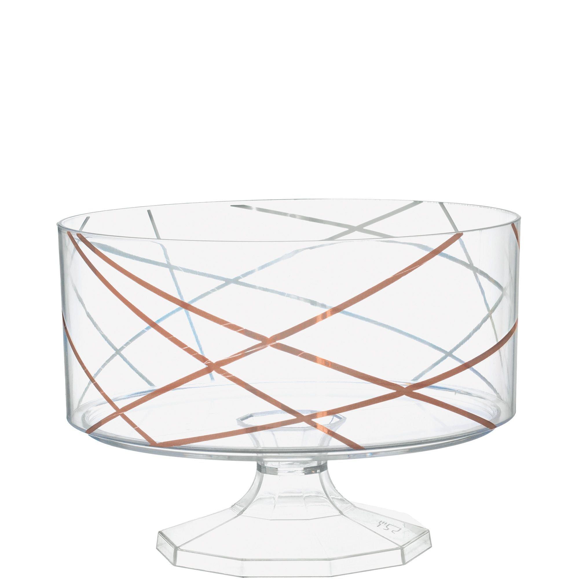 Metallic Rose Gold Abstract Lines Clear Plastic Trifle Container, 40oz