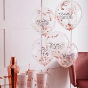 Ginger Ray Rose Gold & Blush Confetti Team Bride Balloons 5ct