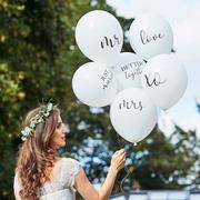 6ct, Ginger Ray White & Black Wedding Slogan Balloons