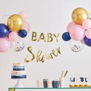 Ginger Ray Navy, Pink, & Metallic Gold Baby Shower Banner & Balloon Kit