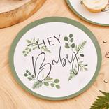 Ginger Ray White Hey Baby Botanical Paper Plates, 9in, 8ct