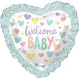Giant Scalloped Edge Pastel Welcome Baby Heart Balloon, 28in