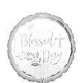 Silver Cross Blessed Day Foil Balloon, 17in