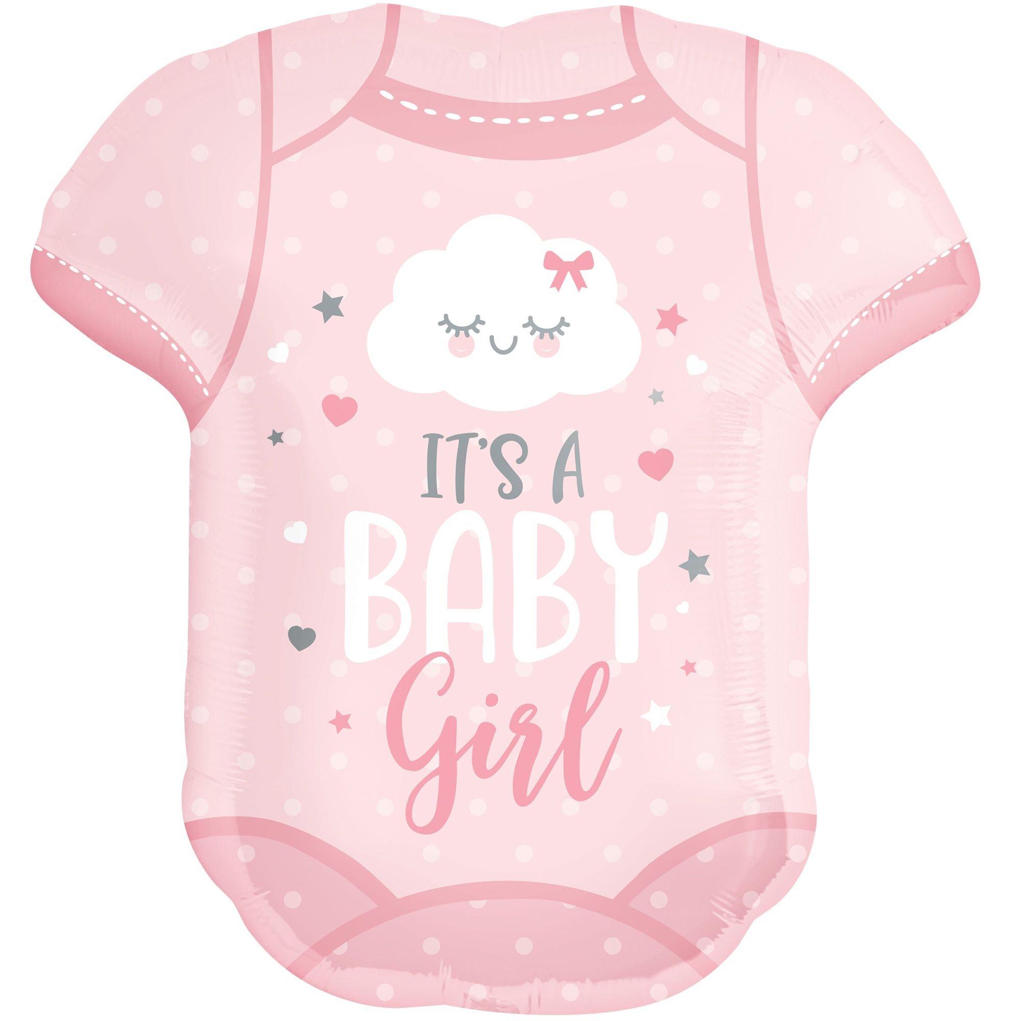Pink It's A Baby Girl Bodysuit Balloon, 24in Party City