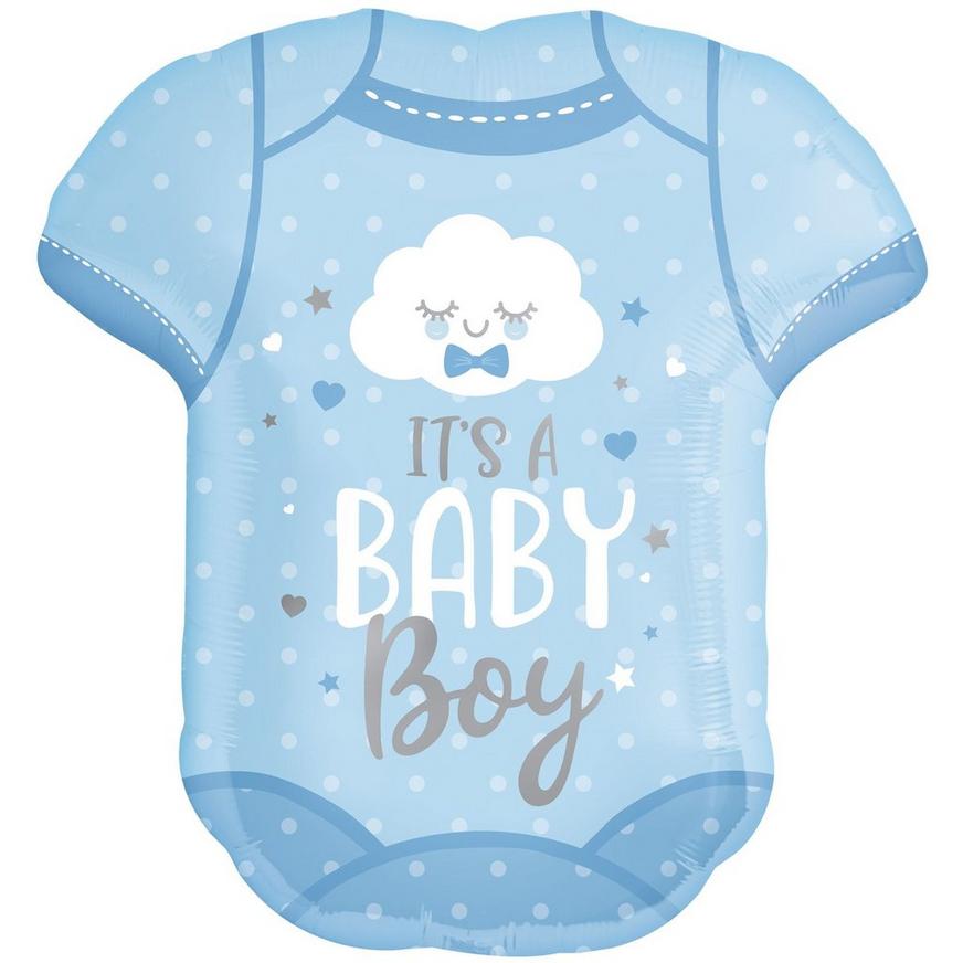 its a boy blue polka dot onesies baby shower hanging banner decoration 