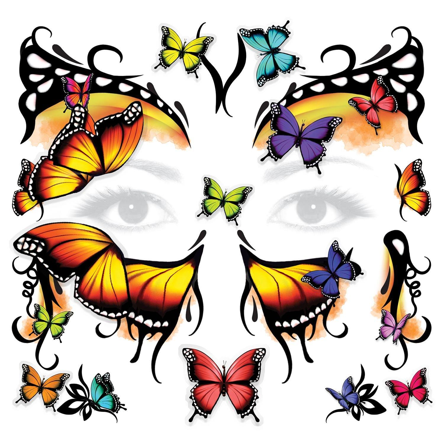 3D Monarch Butterfly Face Tattoo Kit 30pc Party City