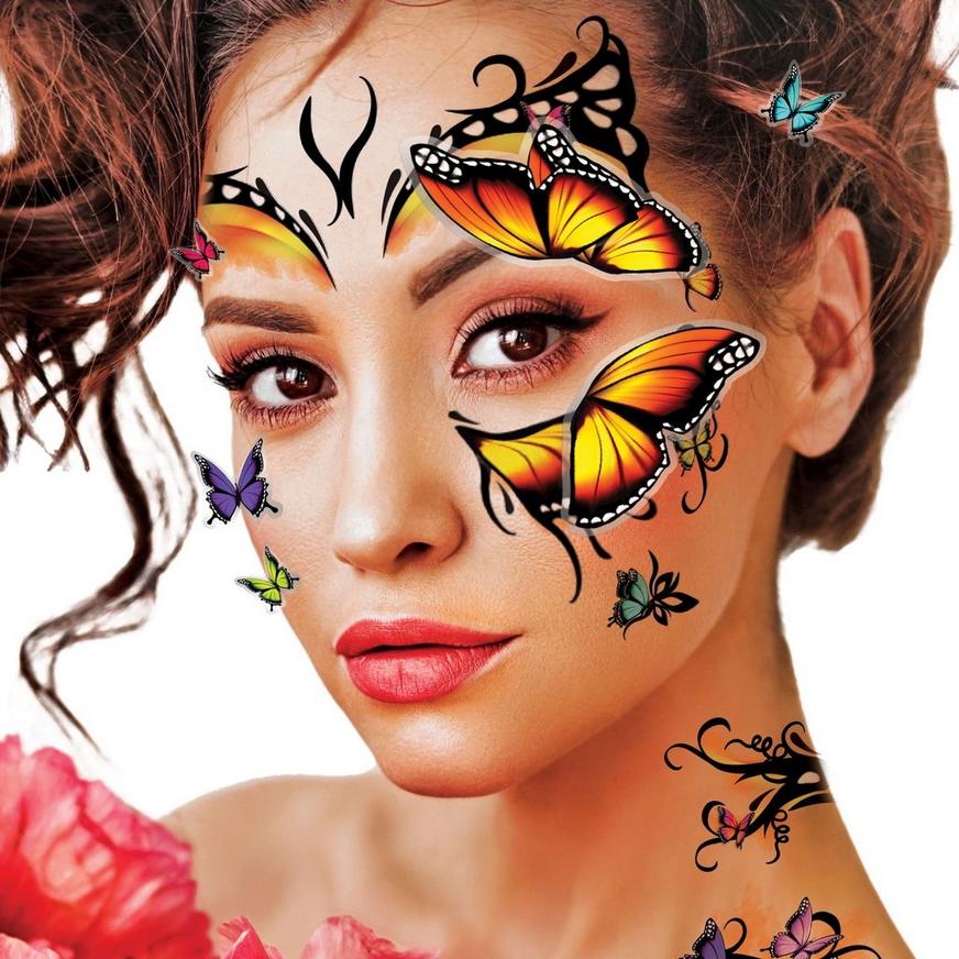 3D Monarch Butterfly Face Tattoo Kit 30pc