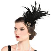 Flapper Follies Red and Black Feather Headband Headpiece Handmade in USA 