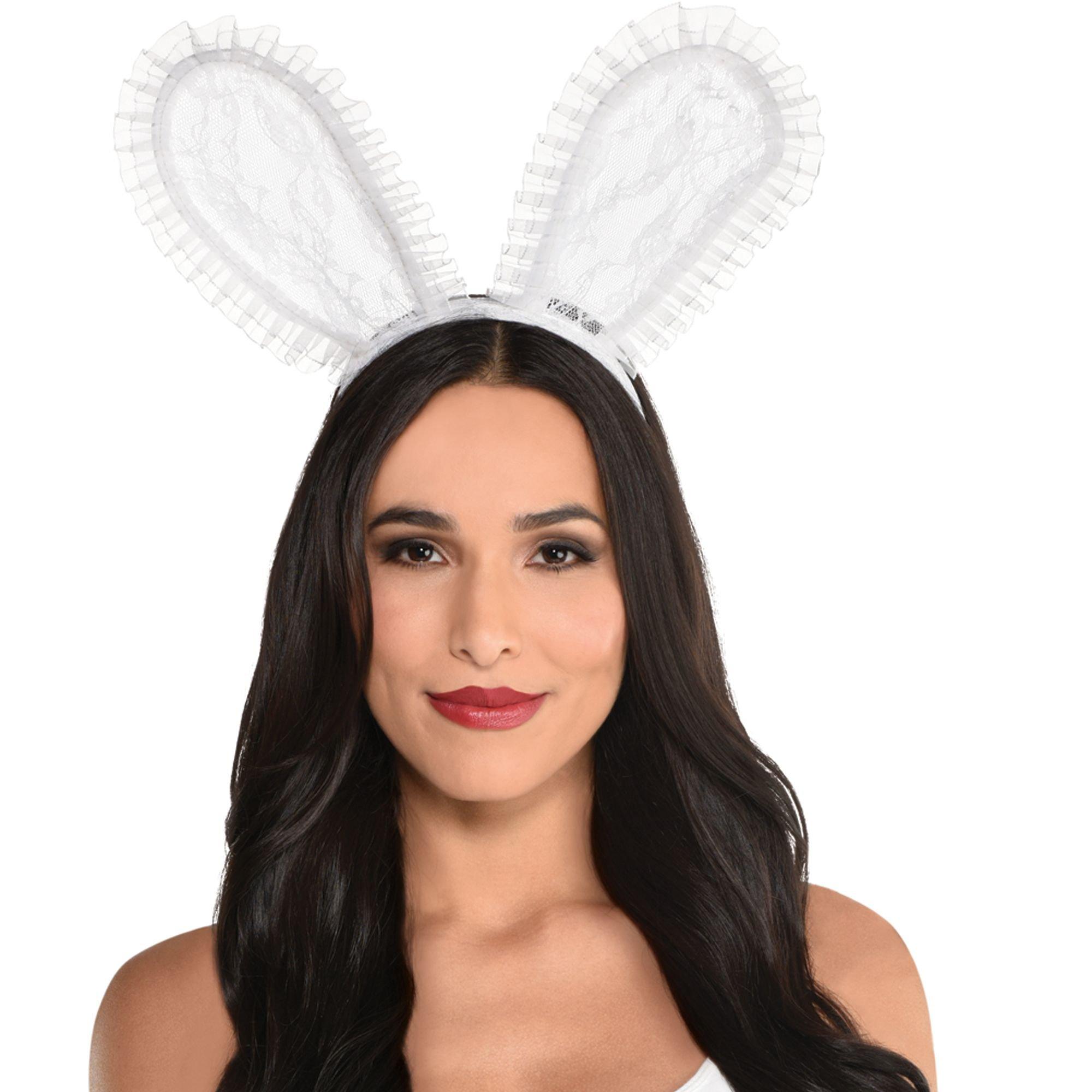 White Rabbit Ear Headband Cosplay Party Costume Fits Adults & Children,  White