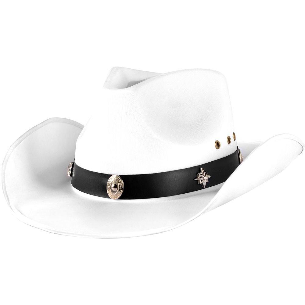 White Satin Cowboy Hat 10 1/2in x 14 1/2in Party City