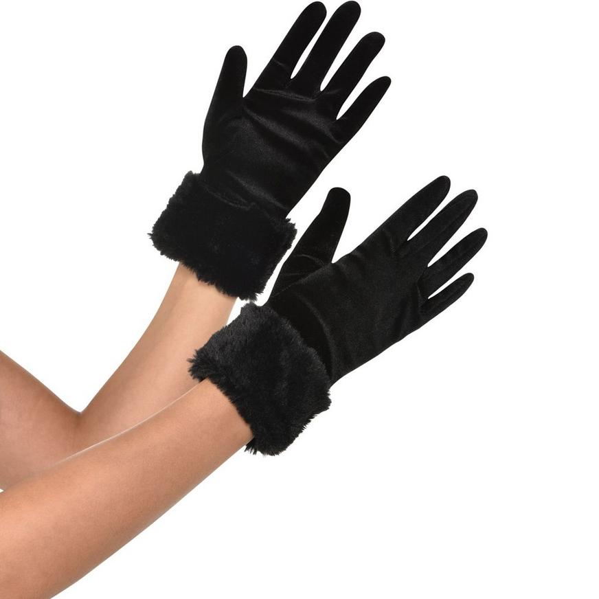 Black Fur Cuff Gloves