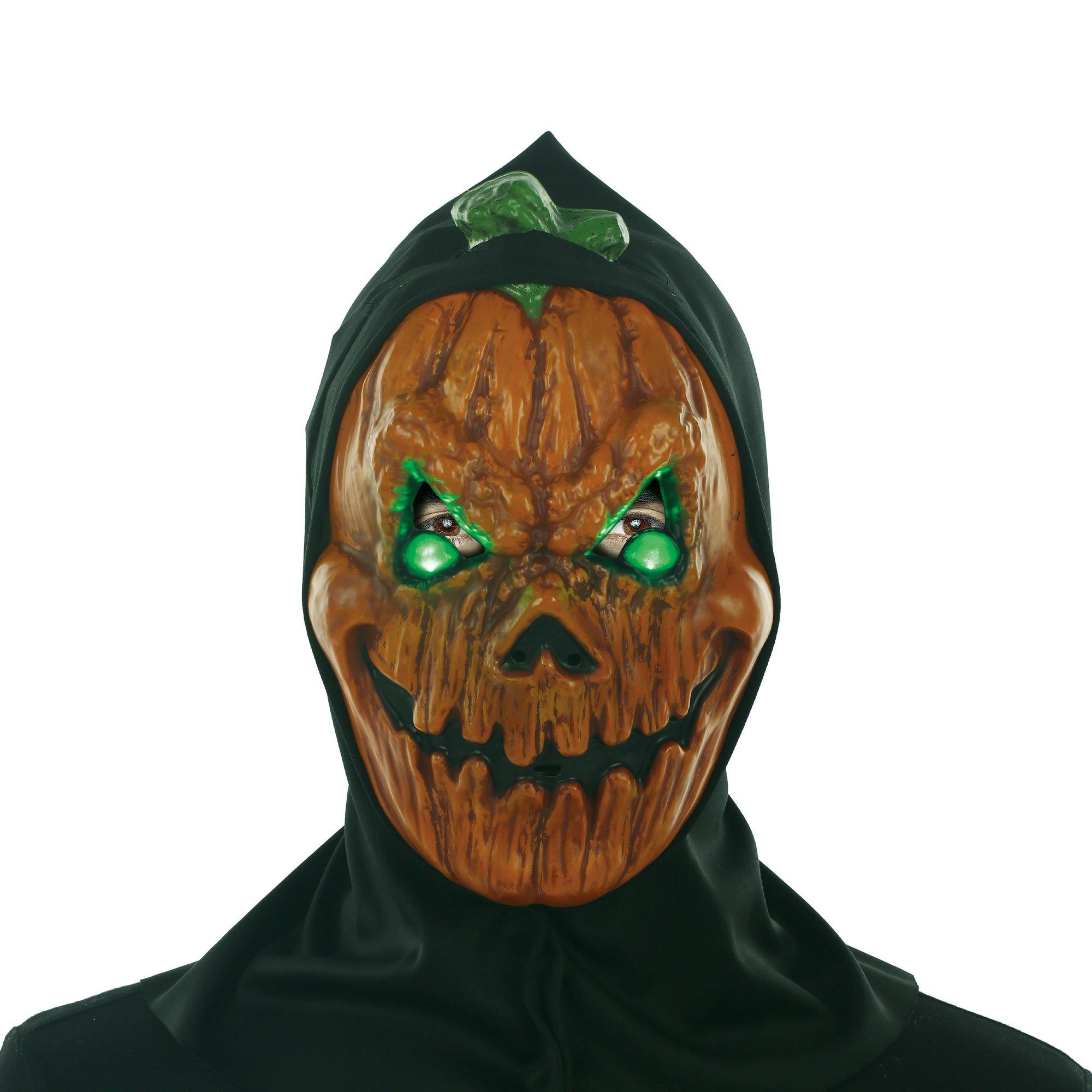 Light-Up Evil Eyes Jack-o'-Lantern Face Mask, 7 1/4in x 23in