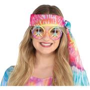 Multicolor Tie Dye Hippie Peace Sign Glasses