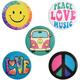 60s Hippie Festival Buttons 5ct