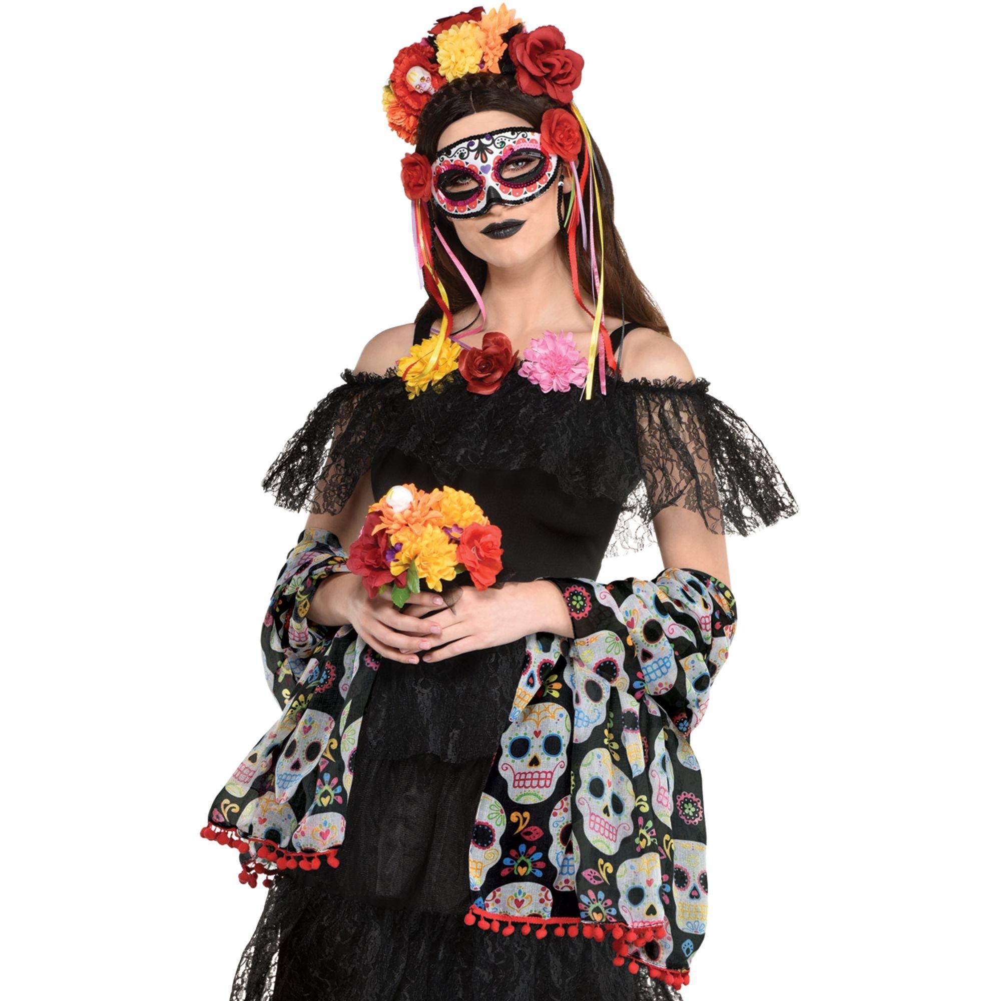 Multicolor Skull Day of the Dead Shawl