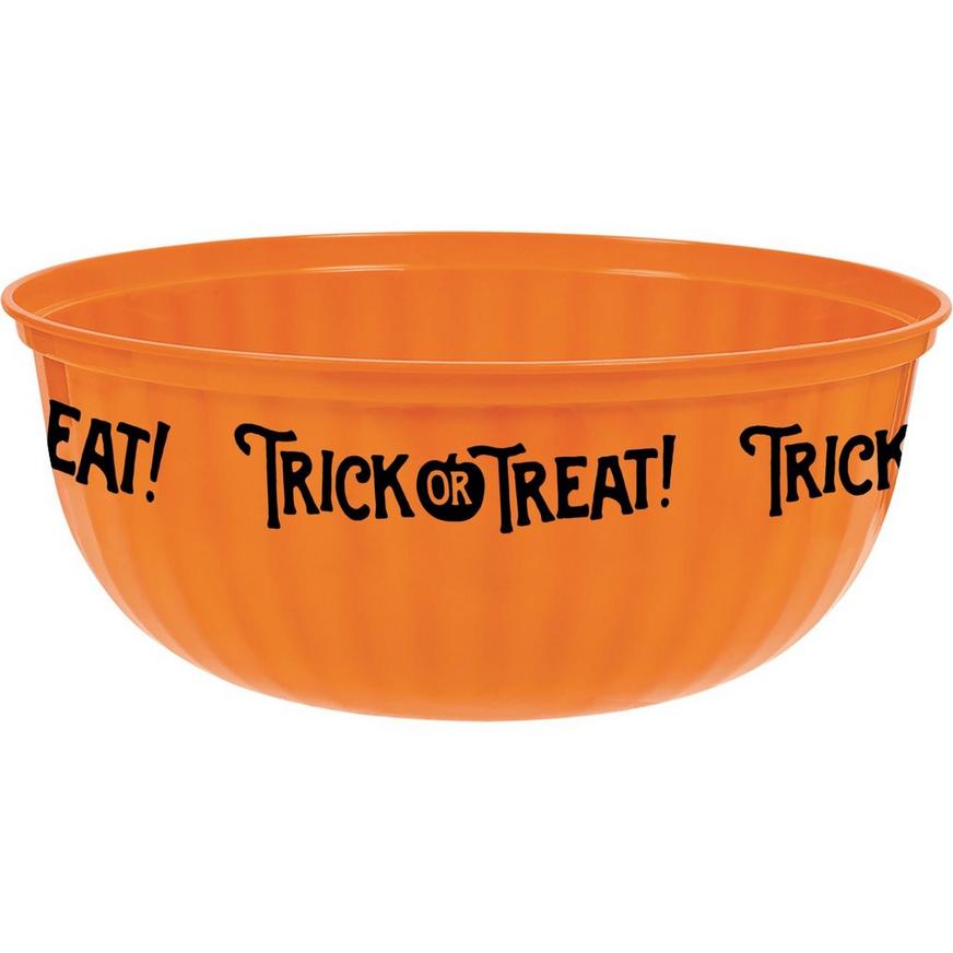 Orange Trick-or-Treat Plastic Serving Bowl