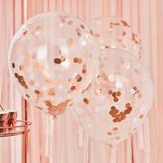 3ct, 22in, Ginger Ray Blush & Metallic Rose Gold Confetti Balloons