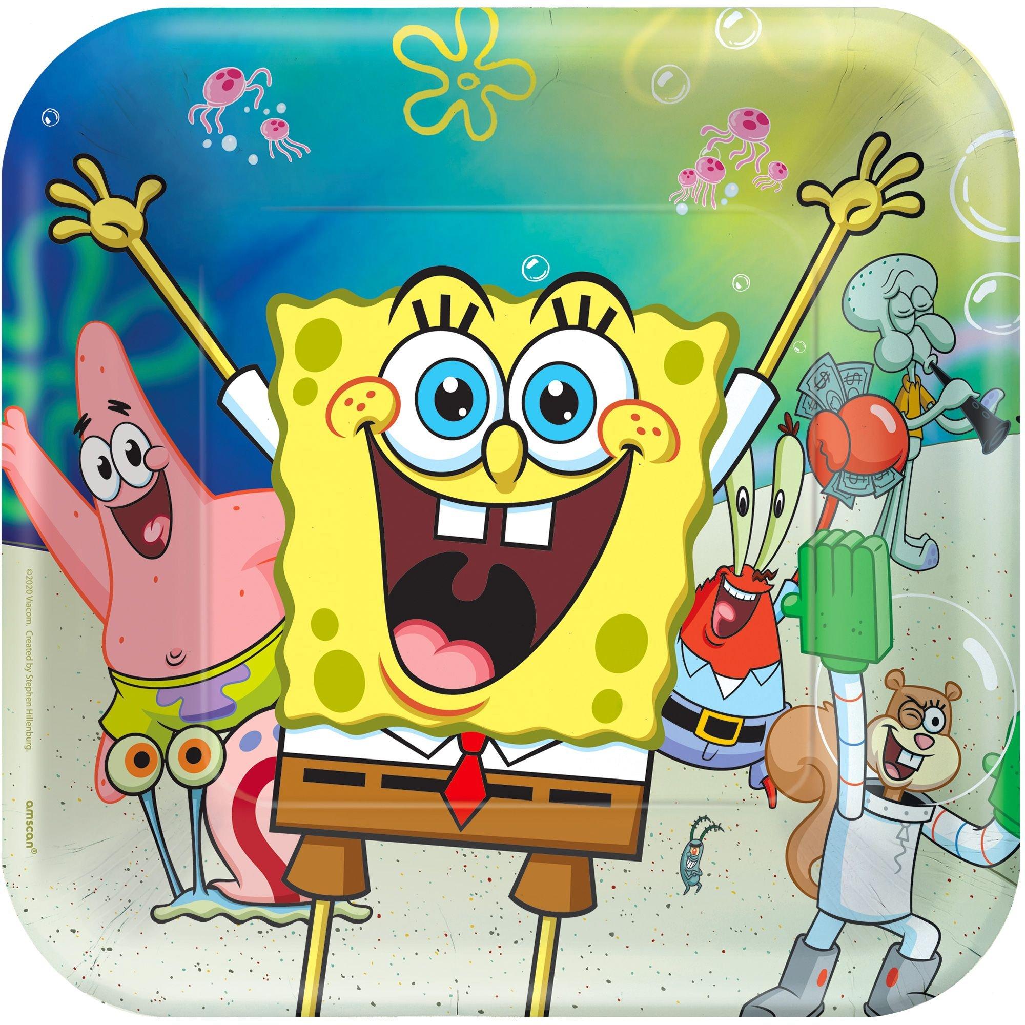 SpongeBob SquarePants & Friends Paper Square Lunch Plates, 9in, 8ct