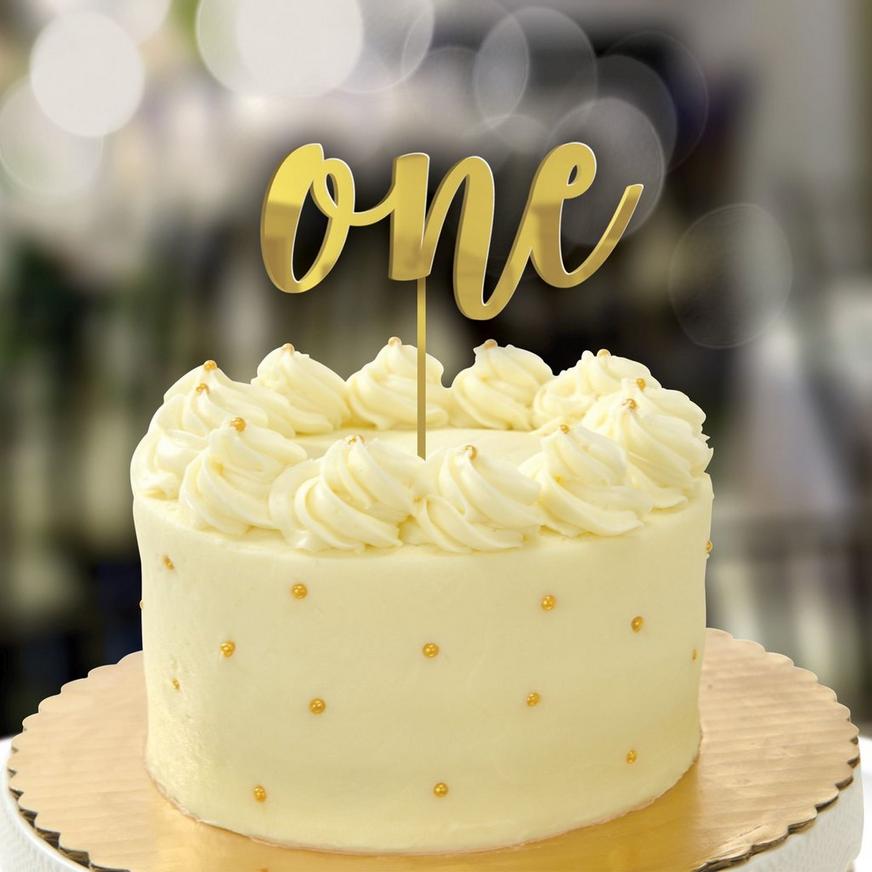 1st Birthday Gold Mirror Cake Topper