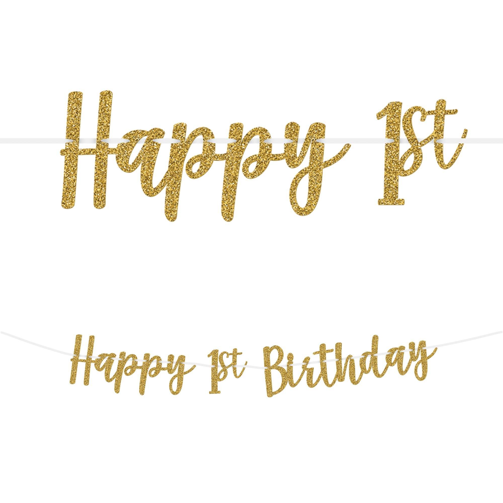 Glitter Gold 1st Birthday Banner