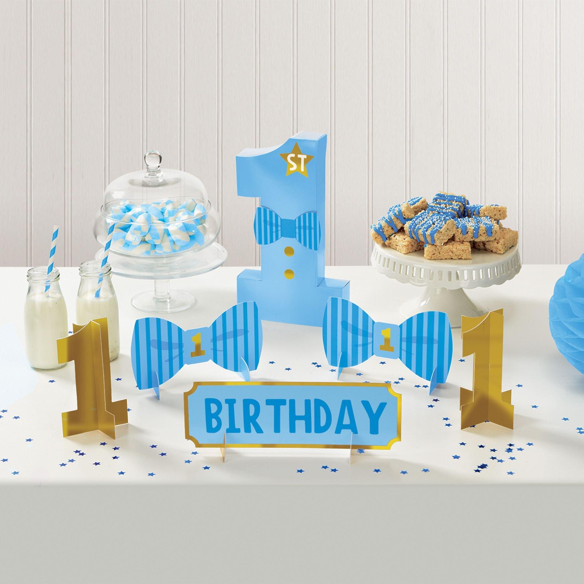 Blue & Gold 1st Birthday Table Decorating Kit 6pc | Party City