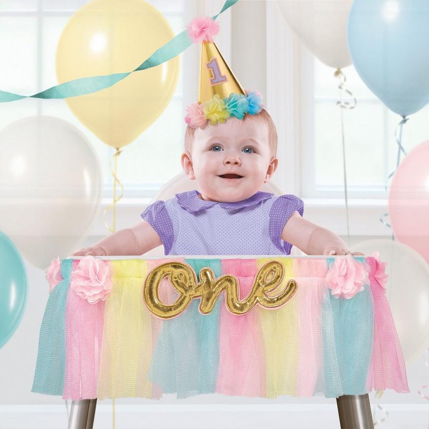 Pastel 1st Birthday Deluxe High Chair Decoration