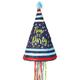 Pull String Time to Party Cone Hat Cardstock & Tissue Paper Pinata, 10.5in x 17in