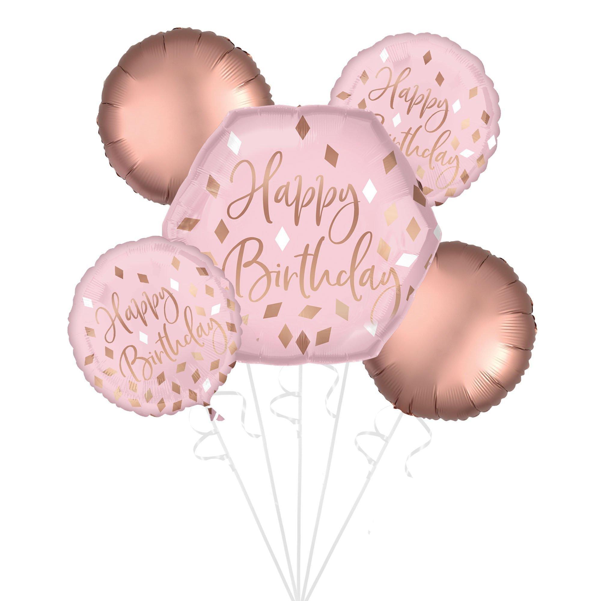 Happy Birthday Balloons Party City Blush Pink Birthday Balloon Bouquet 5Pc | Party City